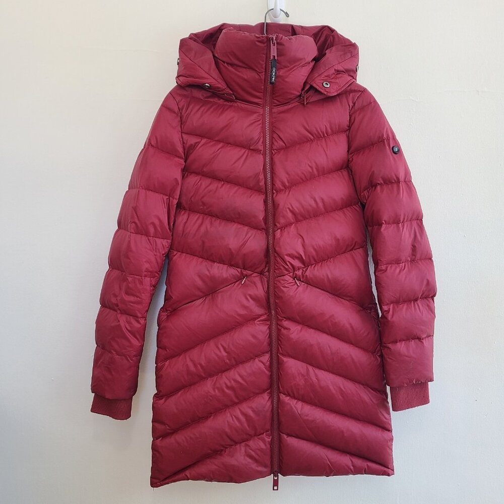 Ookpik Super Light Puffer Long Down Coat Parka Red Burgundy Size XS